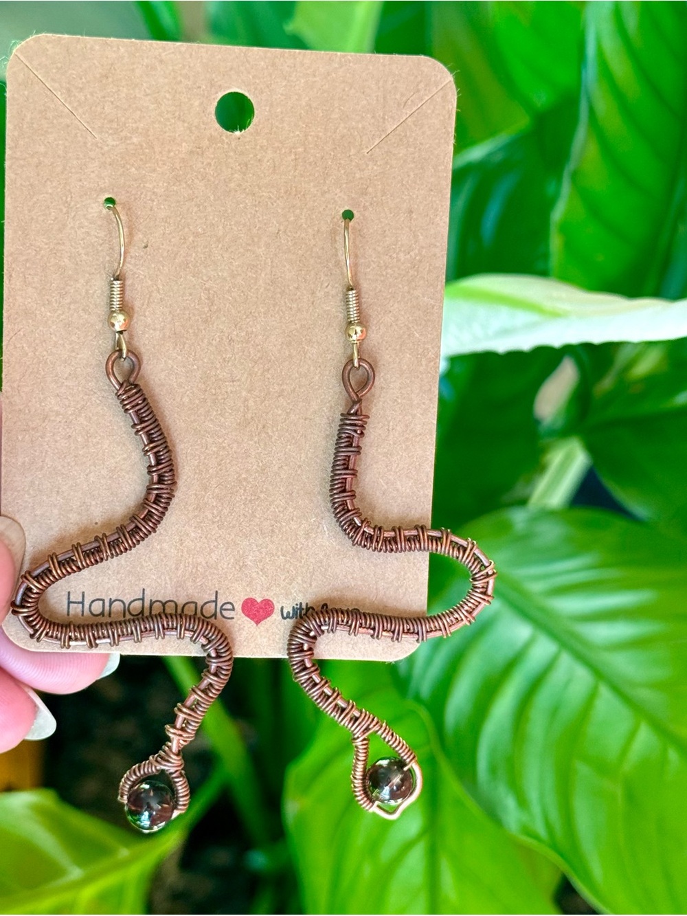 ✨SMOKY QUARTZ Wire Wrapped Snake Earrings✨